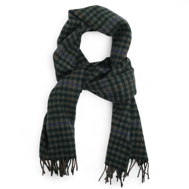 Green Checked Cashmere & Wool Scarf