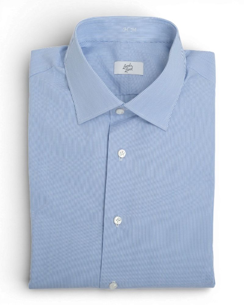 White & Blue Hairline Stripe Poplin Shirt