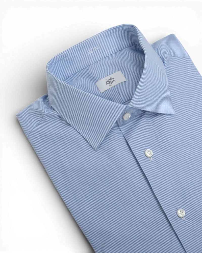 White & Blue Hairline Stripe Poplin Shirt