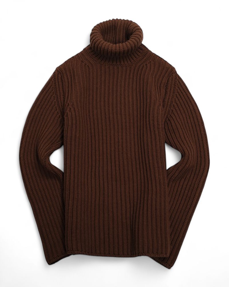 Brown Chunky Merino Wool Rollneck