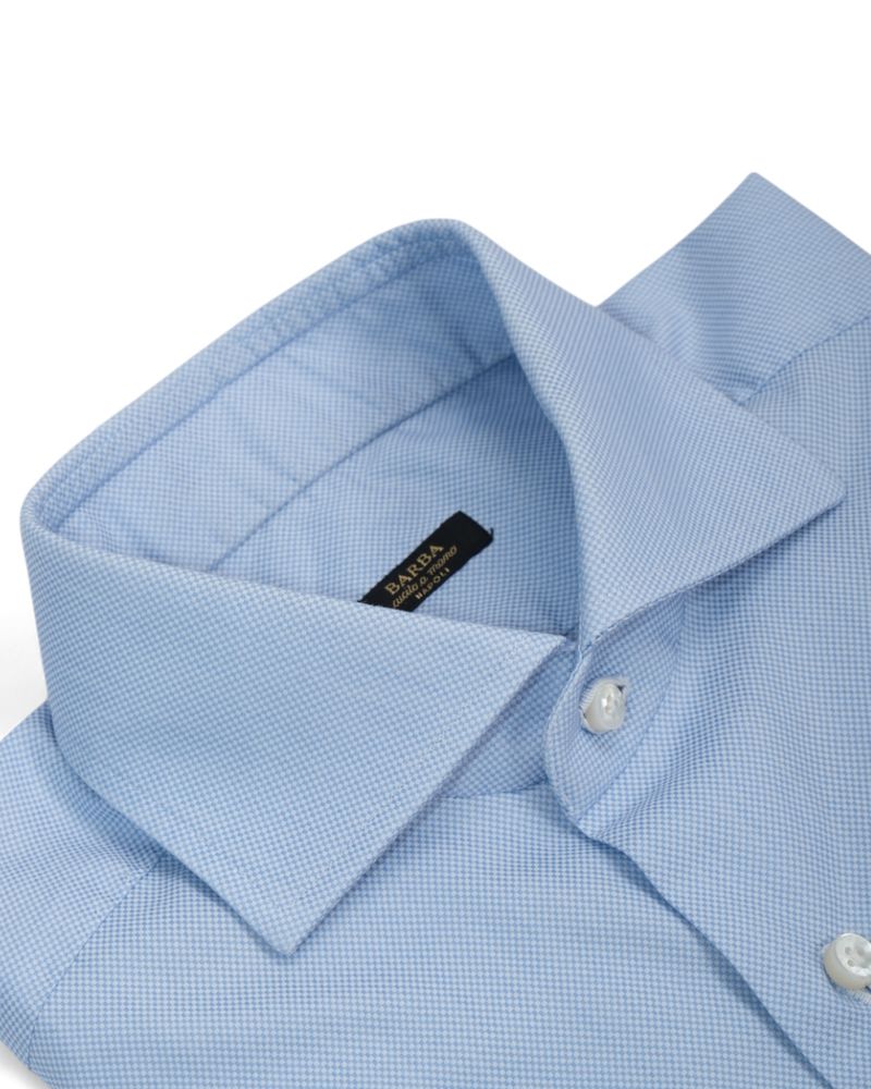 Light Blue Mini-Checked Poplin Shirt