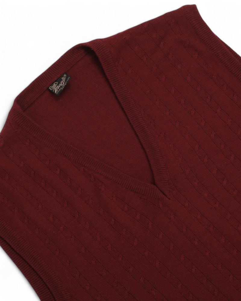 Wine Red Cable Knitted Vest