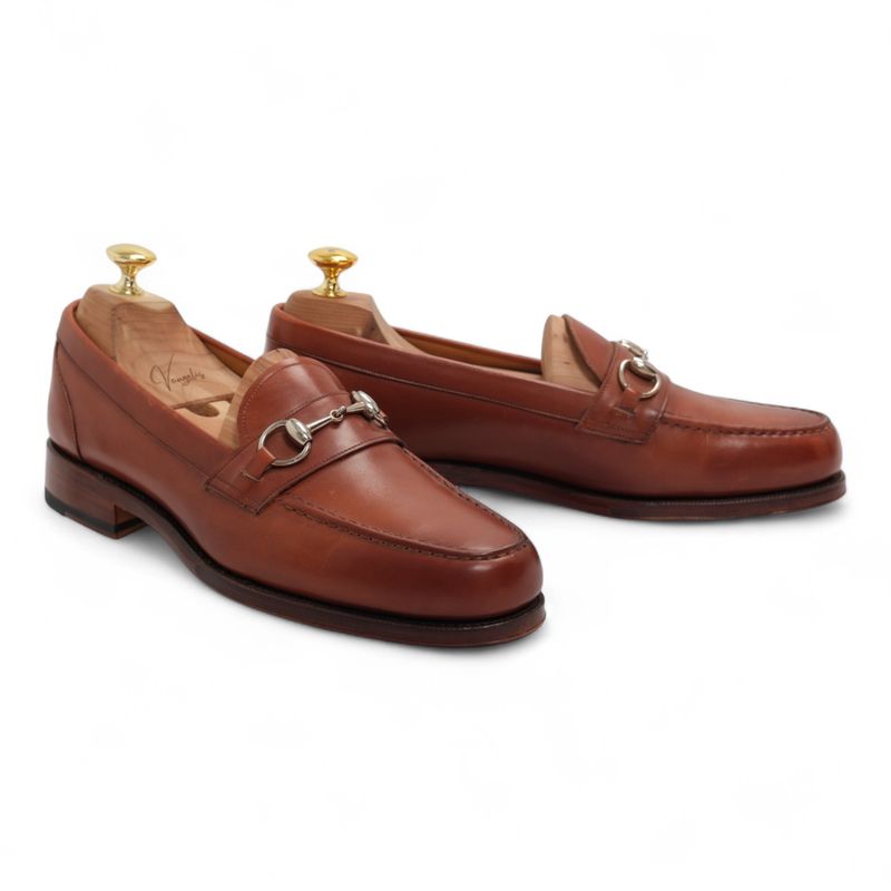 Cognac Horsebit Leather Loafers