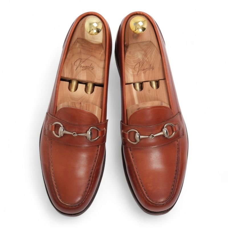 Cognac Horsebit Leather Loafers