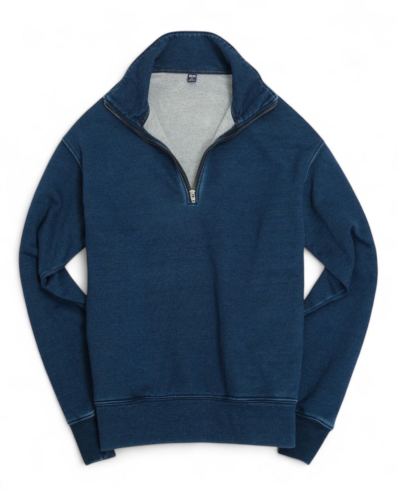 Denim Half Zip Sweater