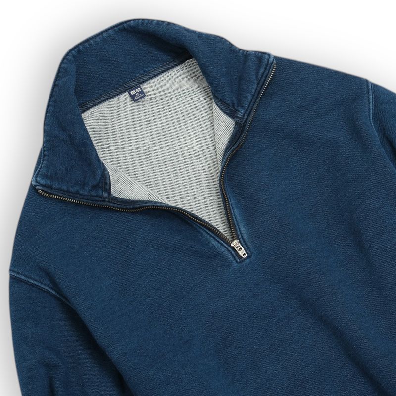 Denim Half Zip Sweater