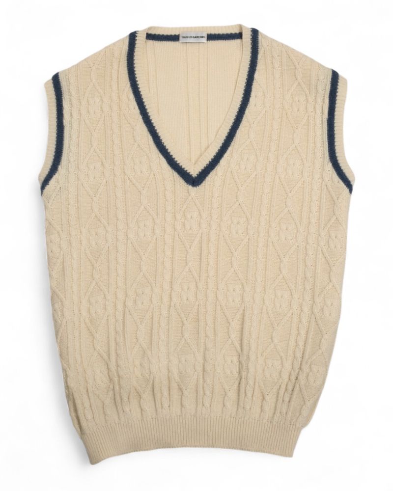 Cream White Cable Knitted Vest