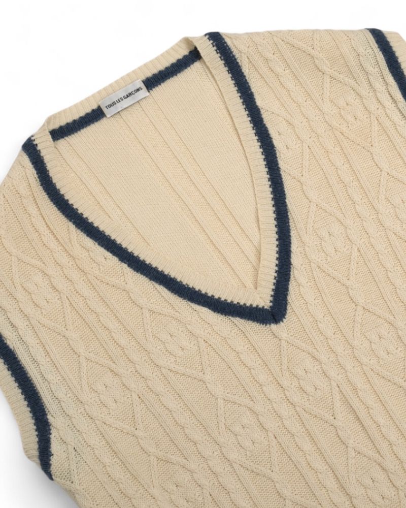 Cream White Cable Knitted Vest