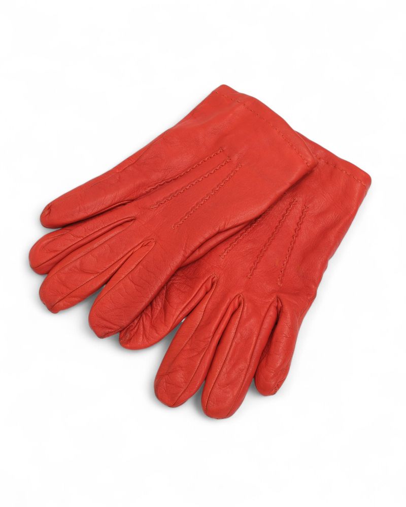 Orange Cashmere Lined Leather Gloves