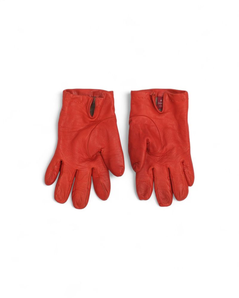 Orange Cashmere Lined Leather Gloves