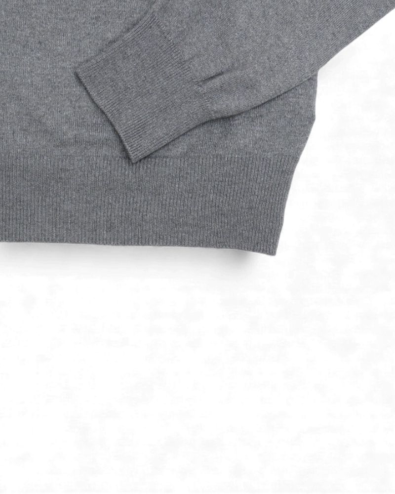Mid Grey Silk/Cotton/Cashmere V-Neck
