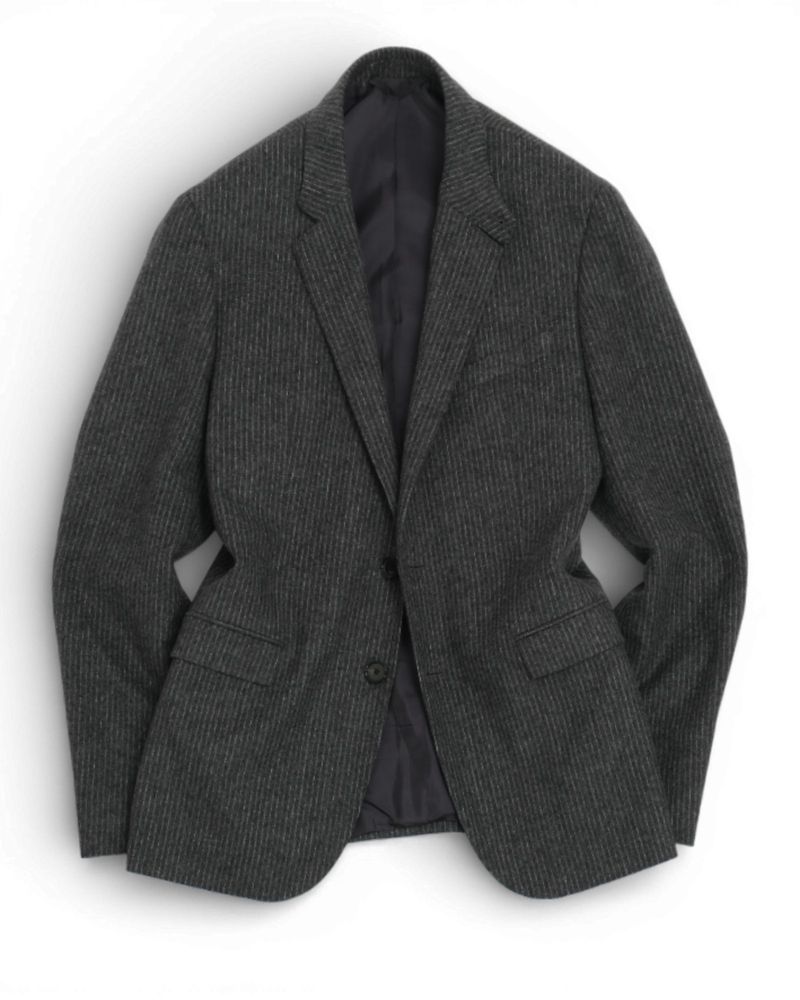 Grey Pinstripe Virgin Wool Blend Sports Jacket