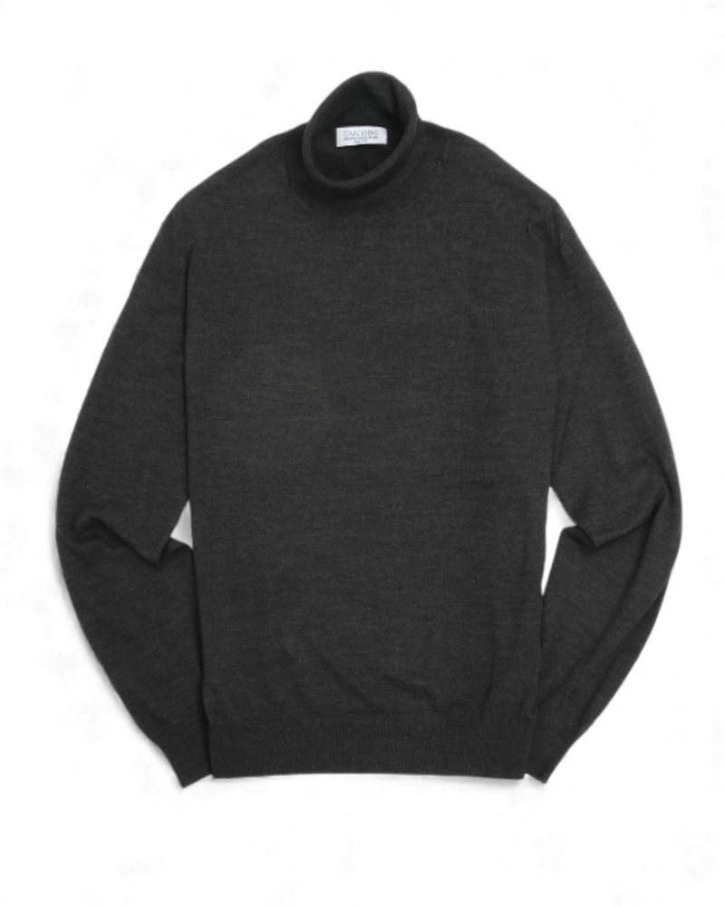 Grey 37 Gauge Ultrafine Merino Turtleneck