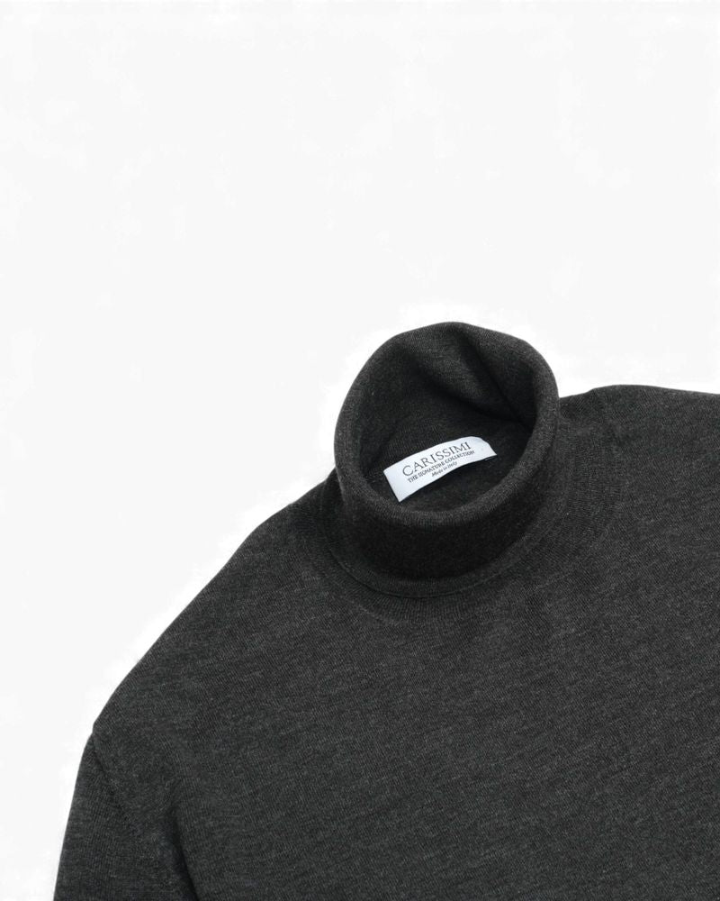 Grey 37 Gauge Ultrafine Merino Turtleneck