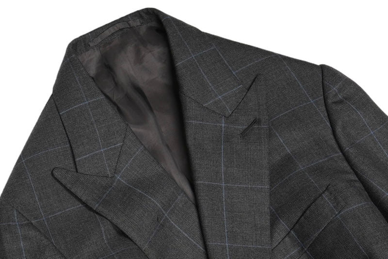 Grey Windowpane Double Breasted Sports Jacket