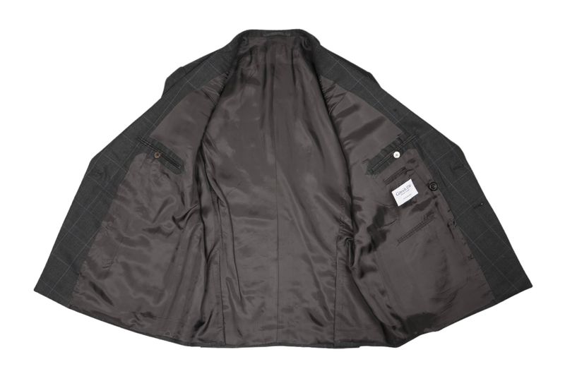 Grey Windowpane Double Breasted Sports Jacket