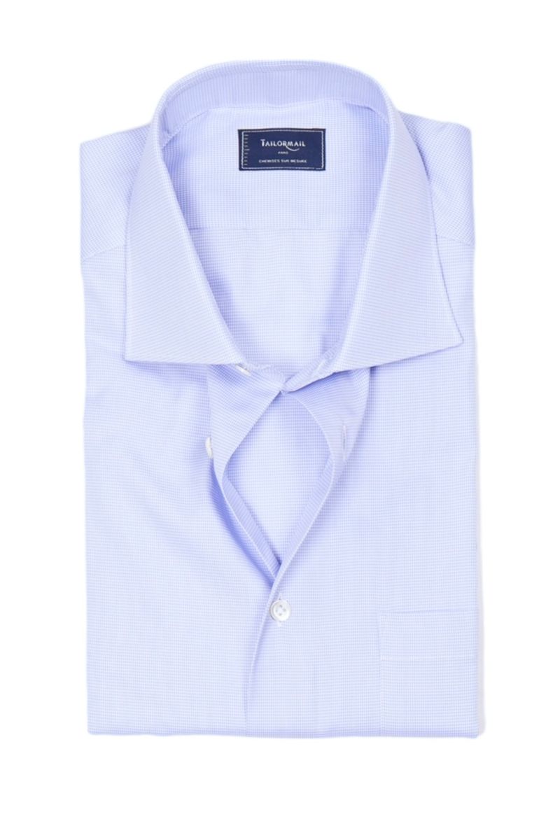 Blue Checked Cut Away Collar Shirt