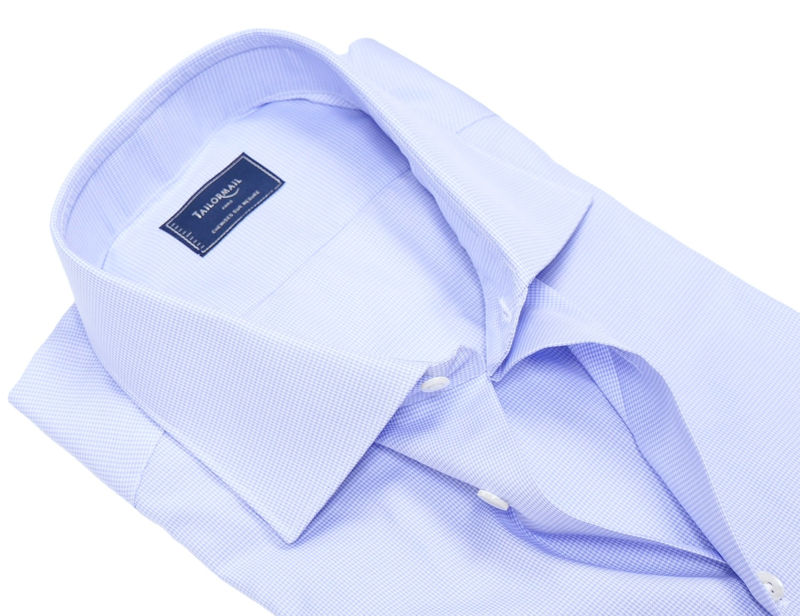 Blue Checked Cut Away Collar Shirt