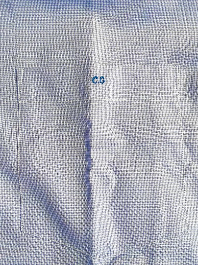 Blue Checked Cut Away Collar Shirt