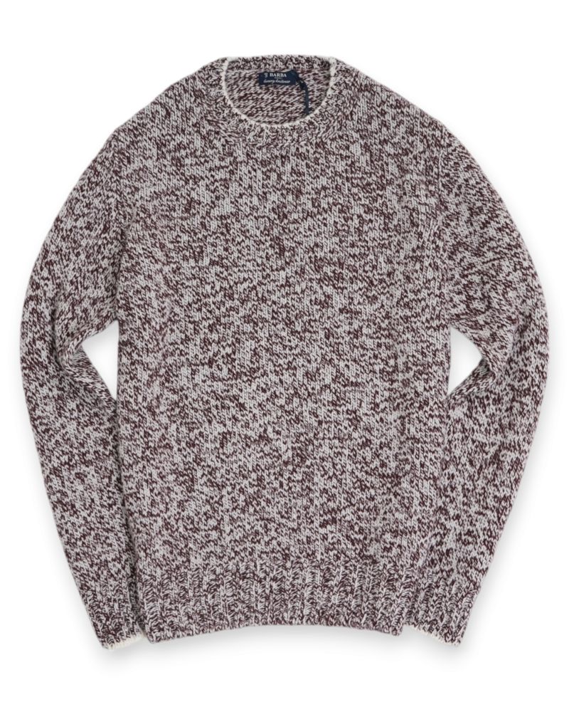 Wine/White Mouliné Wool Sweater