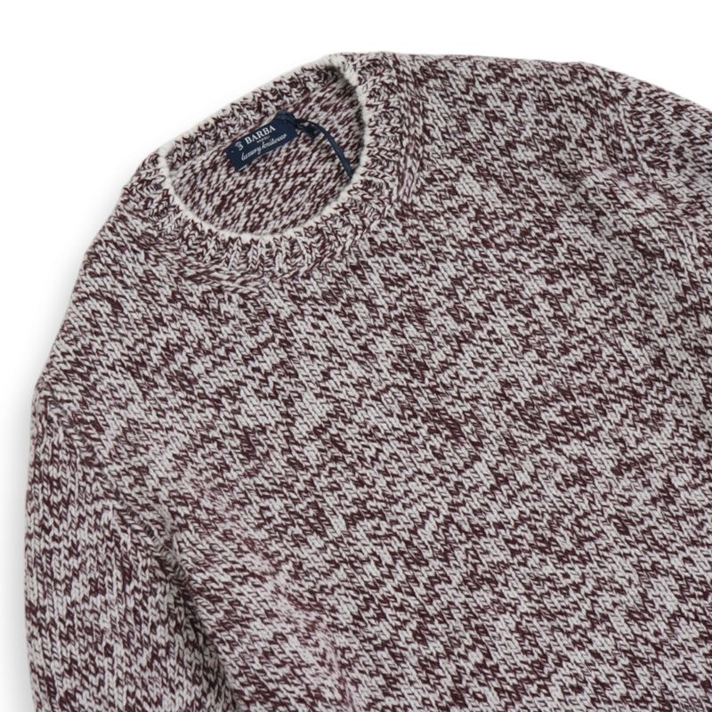 Wine/White Mouliné Wool Sweater