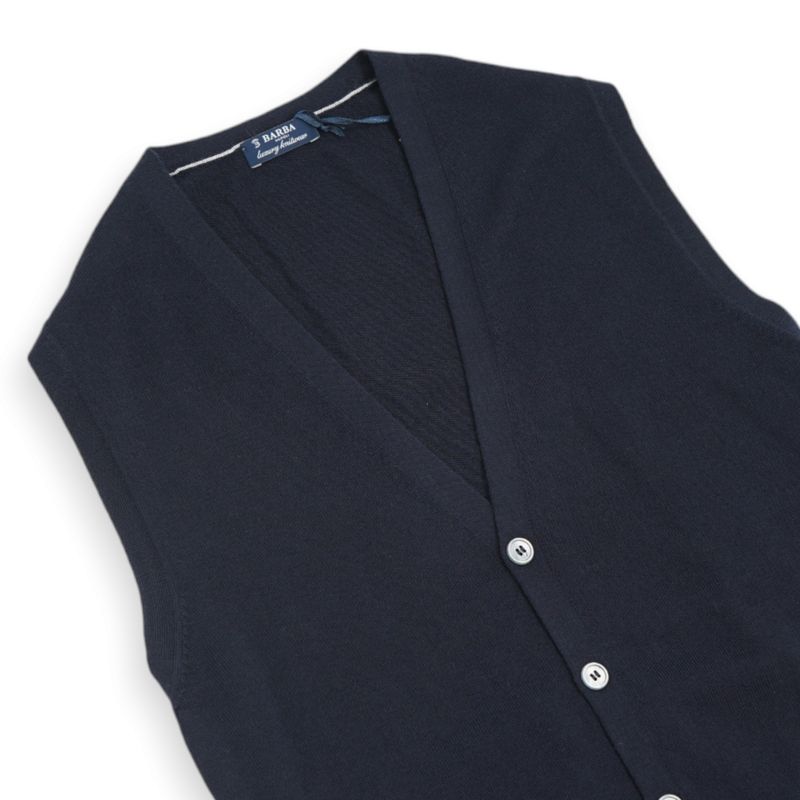 Navy Sleeveless Wool Cardigan