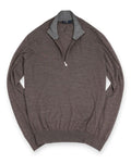 Brown Melange Cashmere & Silk Half Zip