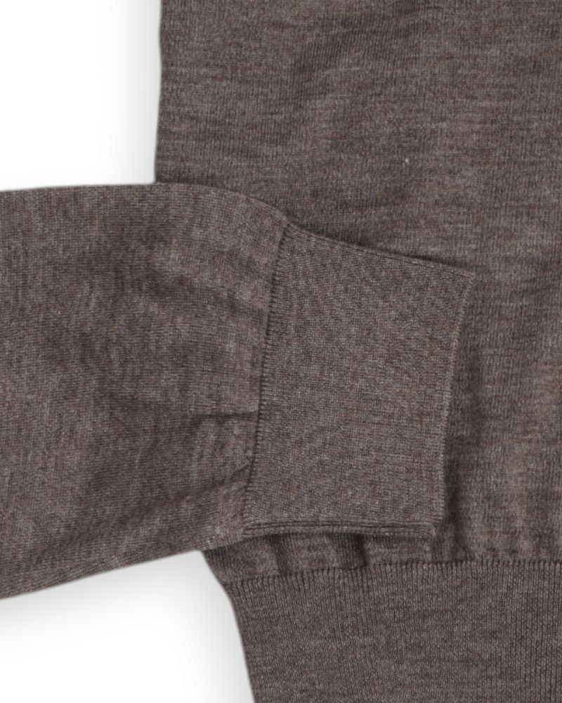 Brown Melange Cashmere & Silk Half Zip