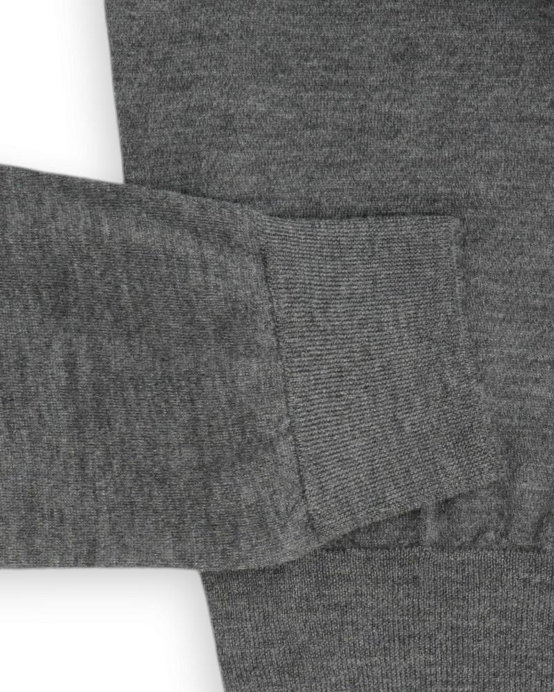 Grey Cashmere/Wool Long Sleeve Polo Knit