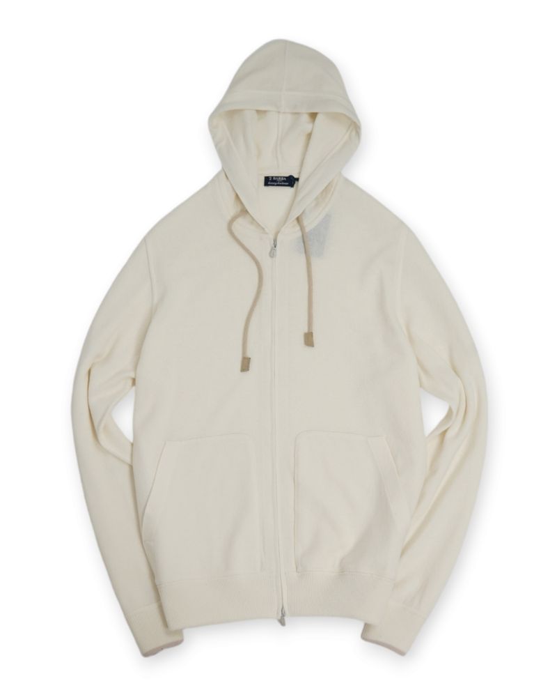 Cream Full Zip Knitted Hoodie