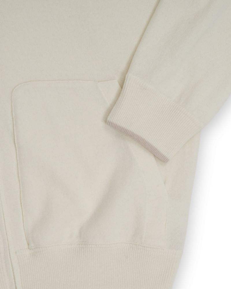 Cream Full Zip Knitted Hoodie