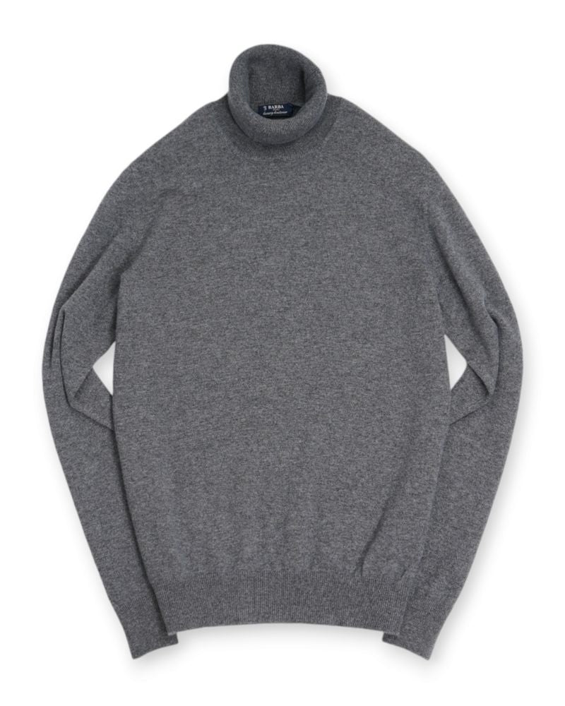 Dark Grey Melange Cashmere Rollneck Knit