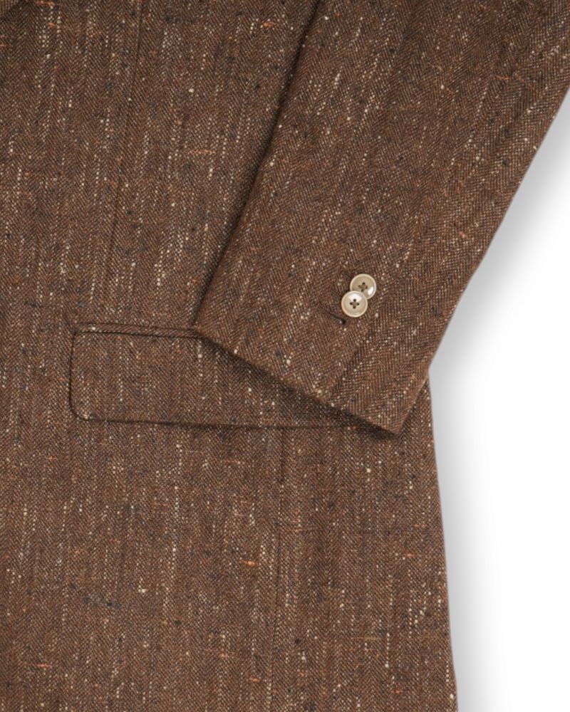 Brown Herringbone Flecked Wool Sports Jacket