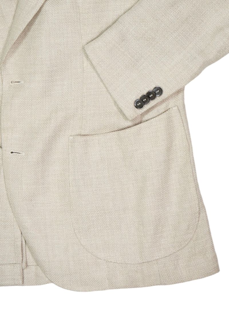 Ecru Cotton & Wool Hopsack Sports Jacket