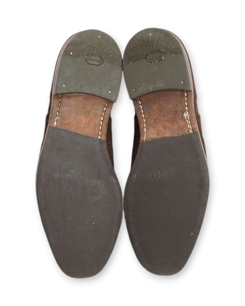 Dark Brown Suede Brogue Wing Tip Oxfords