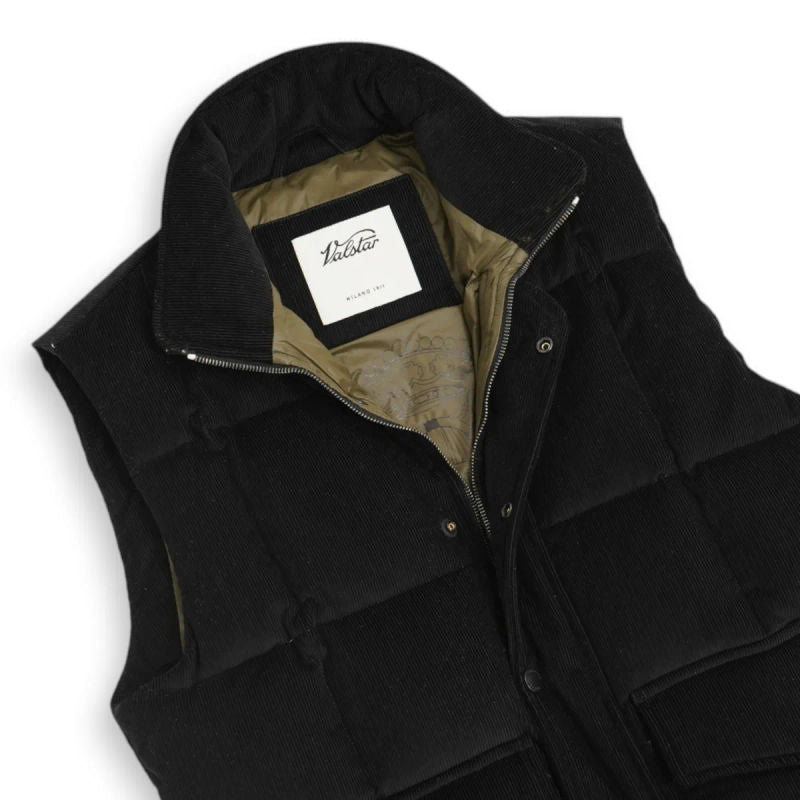 Black Corduroy Down Vest
