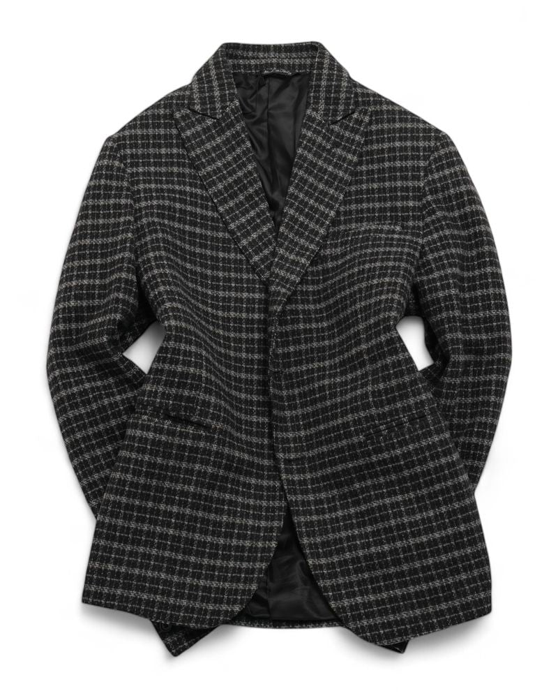 Dark Grey Checked Tweed Sports Jacket