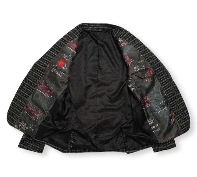 Dark Grey Checked Tweed Sports Jacket