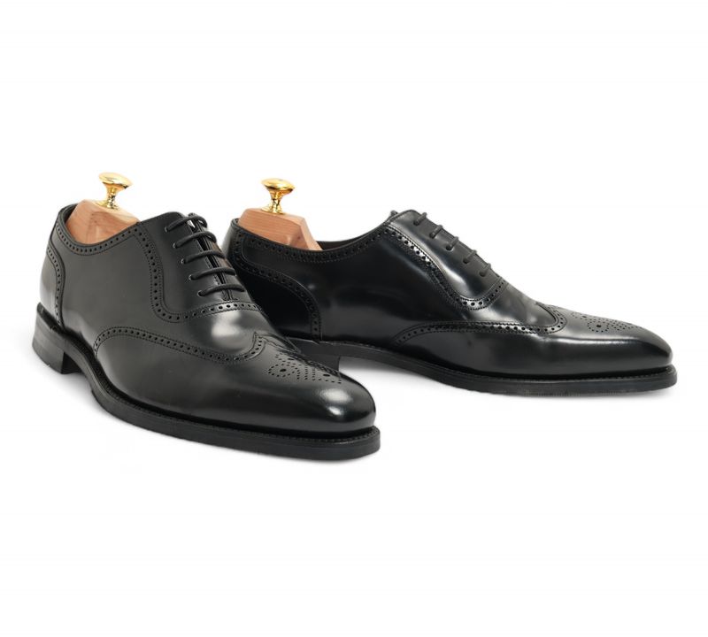 Black Leather Wing Tip Oxfords