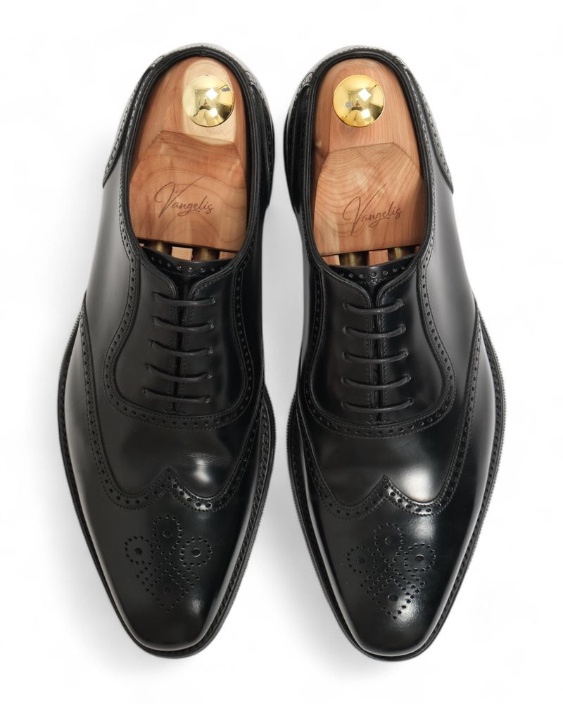Black Leather Wing Tip Oxfords