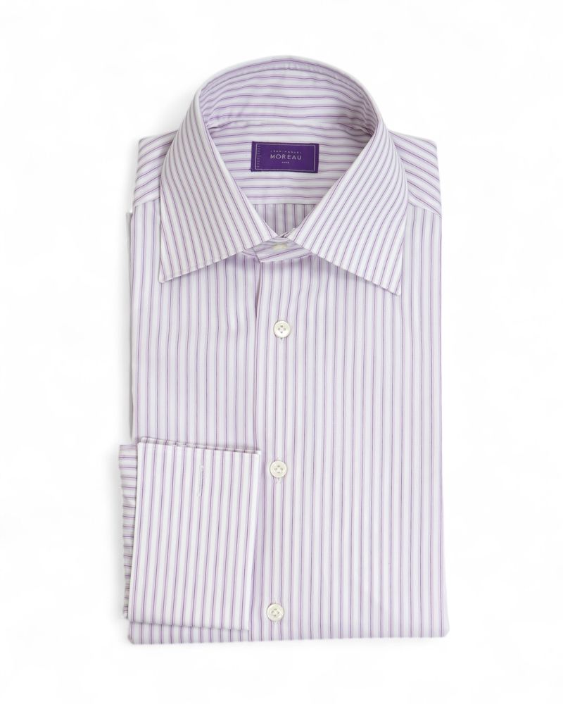 Purple Striped Double Cuff Shirt
