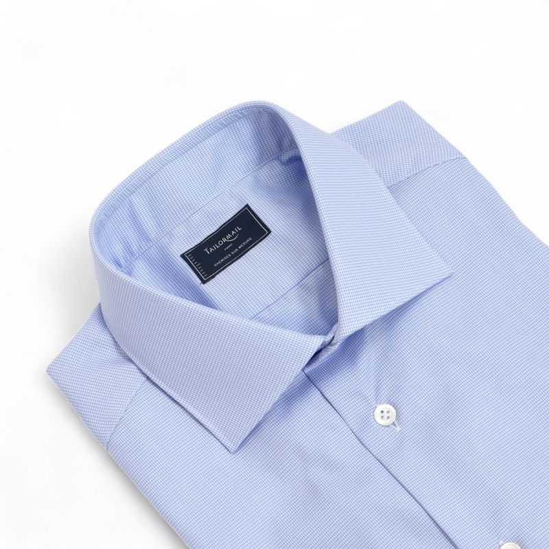Light Blue Mini Houndstooth Poplin Shirt