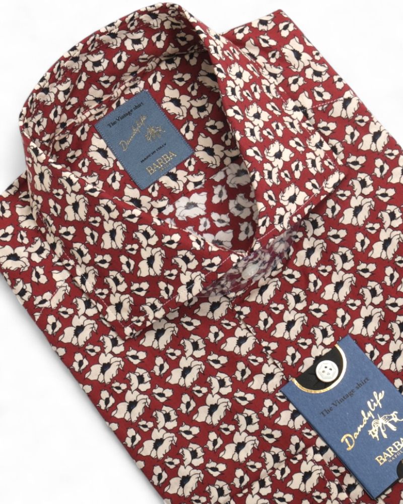 Red Floral Pattern Poplin Shirt