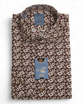 Burgundy Floral Pattern Poplin Shirt