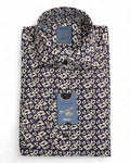 Indigo Floral Pattern Poplin Shirt