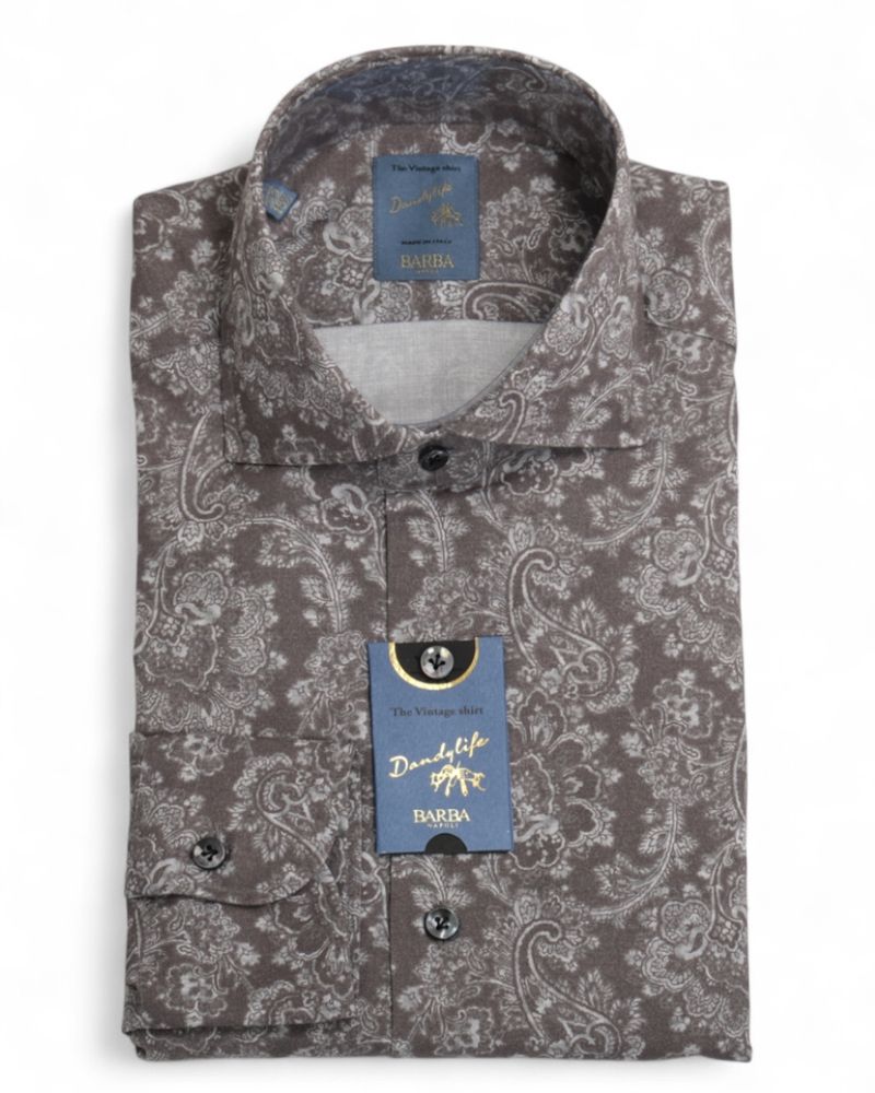 Grey Lightweight Flannel Paisley Shirt