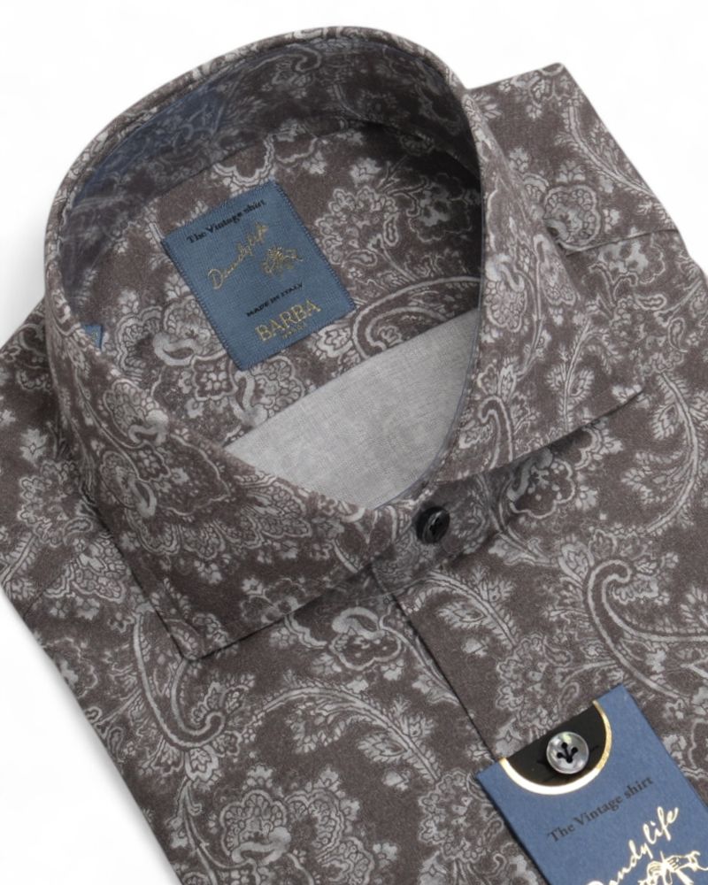 Grey Lightweight Flannel Paisley Shirt