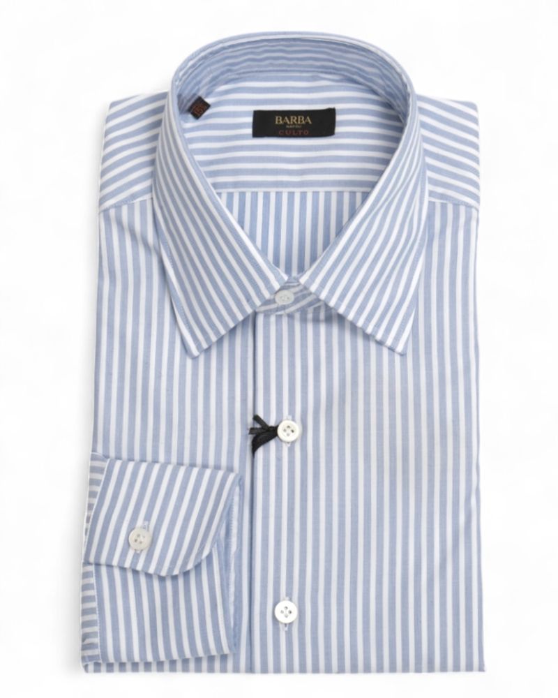 White/Blue Striped Twill Shirt