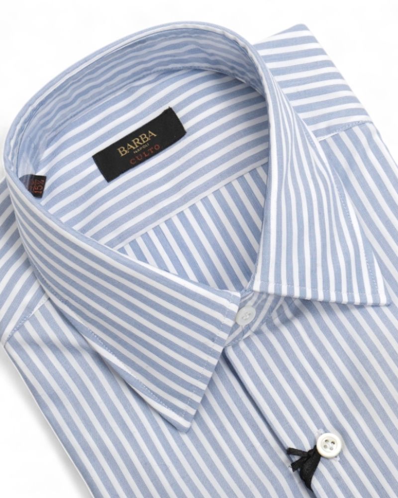 White/Blue Striped Twill Shirt