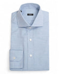 Light Blue Worsted Herringbone Twill Shirt